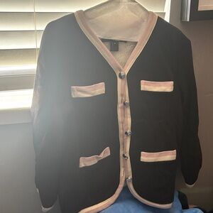 Marc By Marc Jacobs Black Cardigan with Light Pink Trim